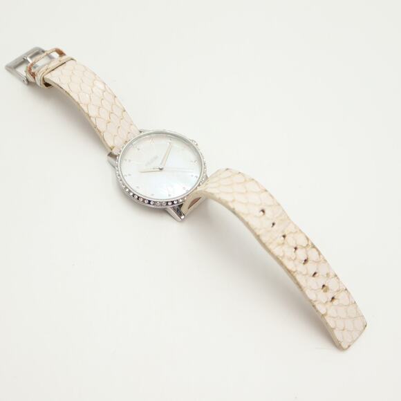 Nixon Kensington MOP 37mm Womens Watch Gem Bezel White Leather w New Battery main image 12
